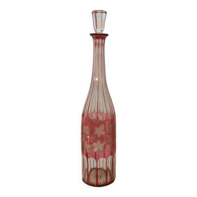 Ancienne carafe cristal Baccarat décor feuilles de vignes raisin
