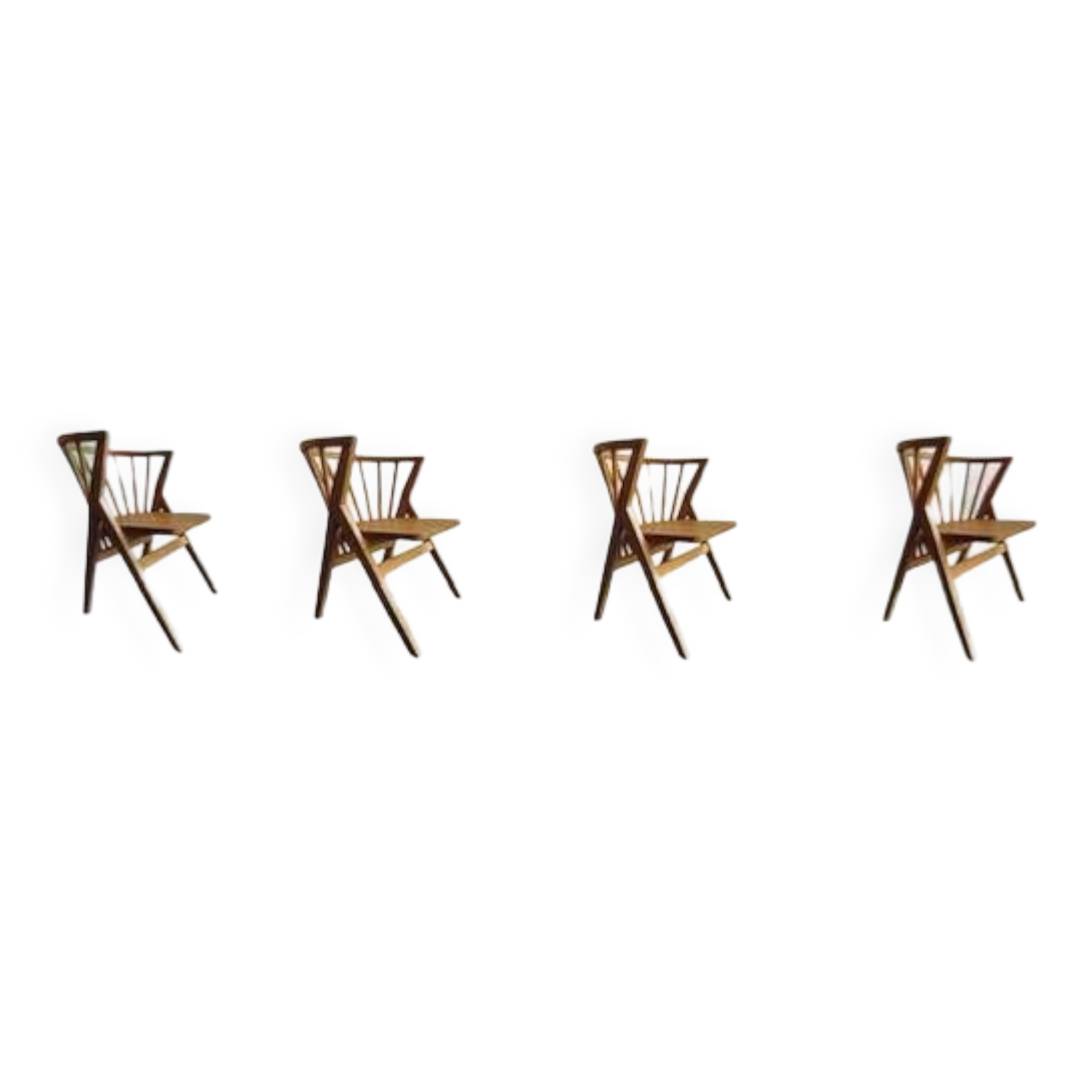 4 V-shaped wooden bistro chairs