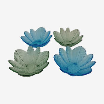 Lot de 4 coupelles en verre en forme de fleur