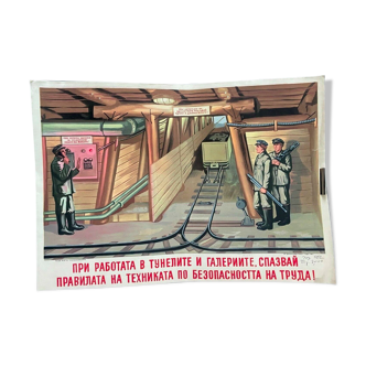 Original 1950's safety on work miners campaign comrades proletariat ussr workers