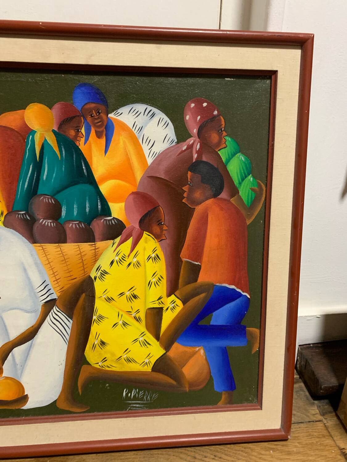 Oil on canvas - Haiti - market scene - signed