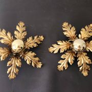 Gilded hand-forged Florentine wall lamp Hans Kögl style, Italy