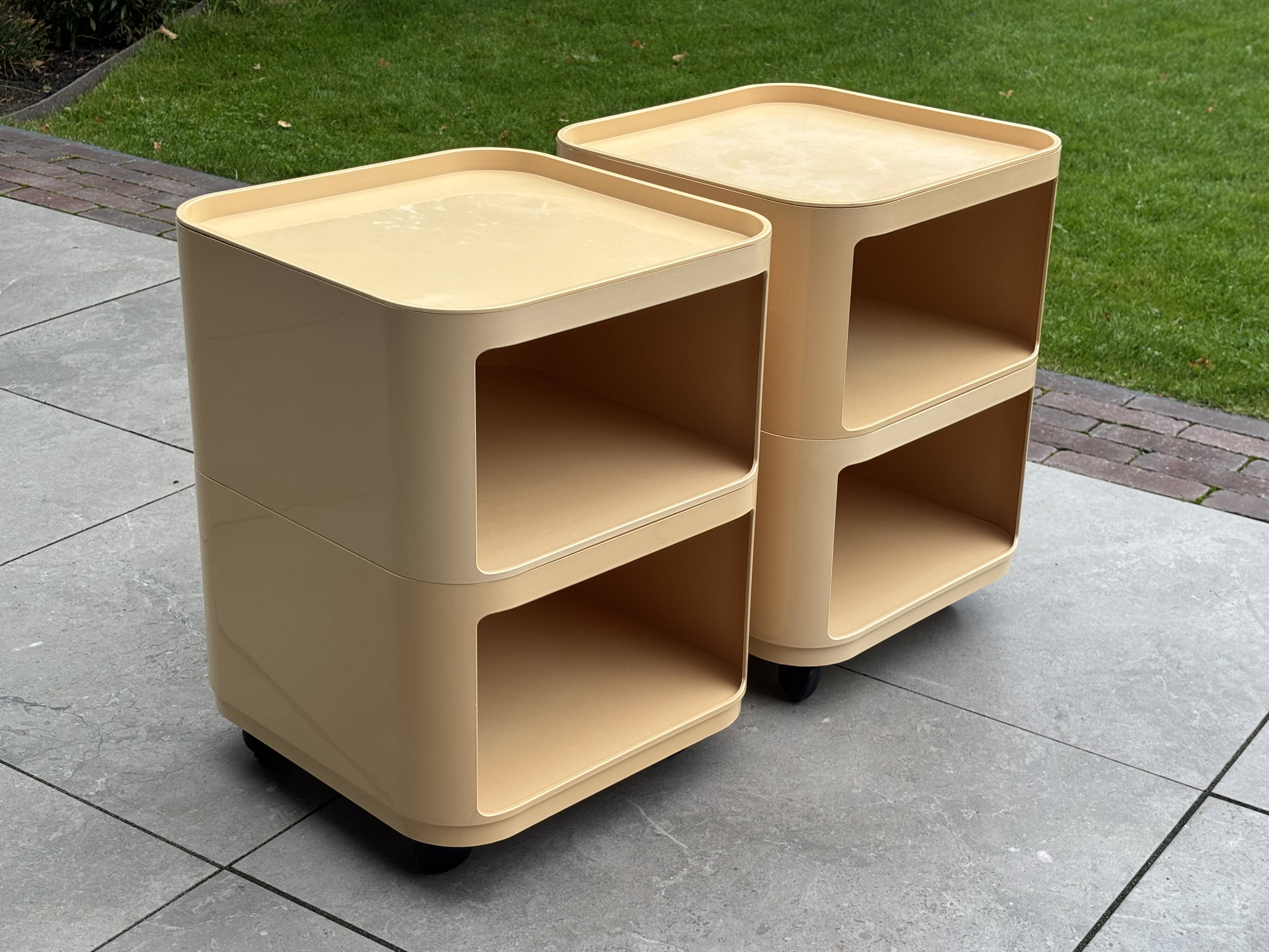 Ensemble vintage de deux chariots Kartell Componibili 4970 par Anna Castelli
