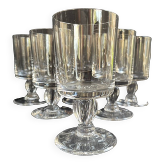 6 twisted plain crystal port glasses – Typical of the 1960s-1970's