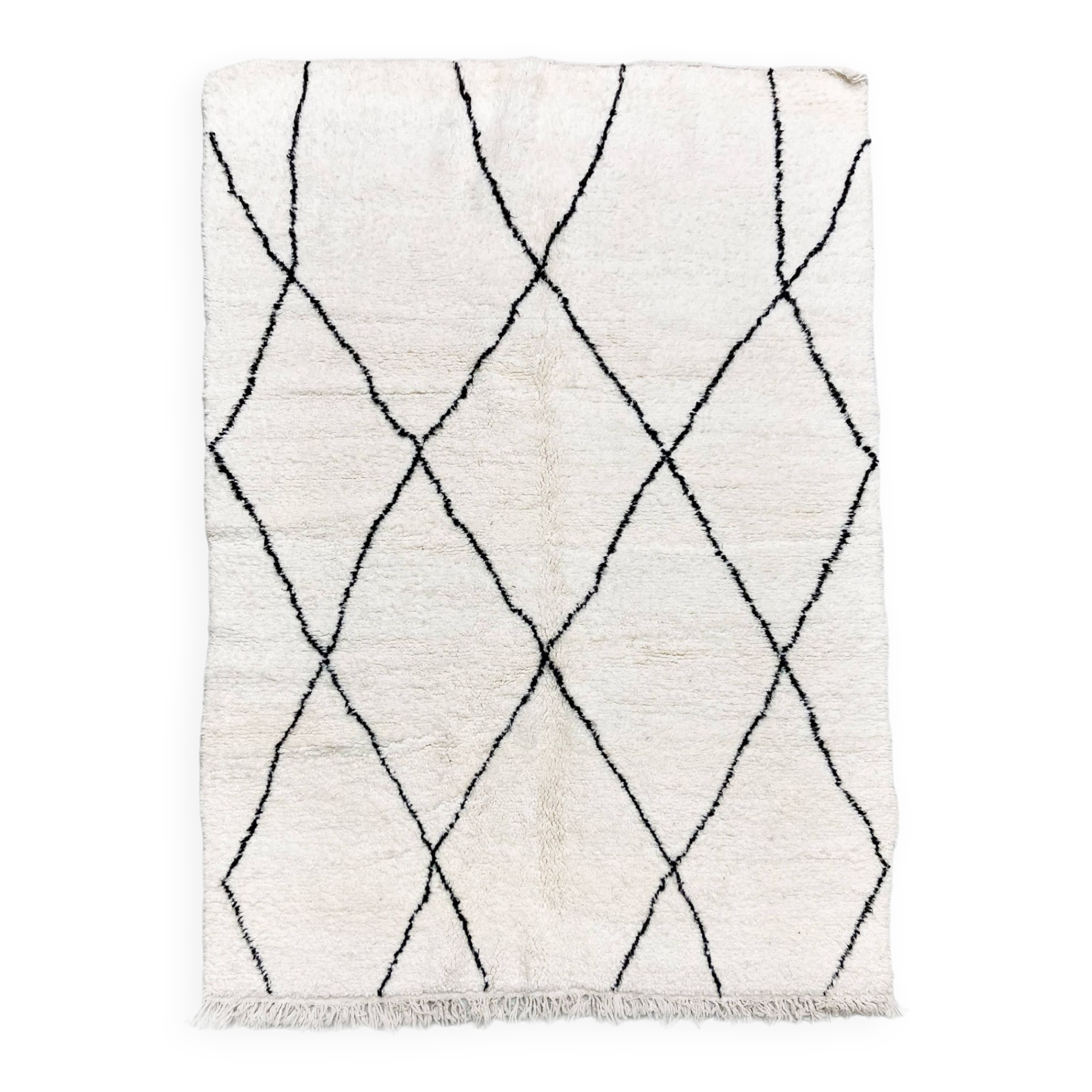 Beni Ouarain Moroccan Berber rug with black diamonds 2.36x1.65m