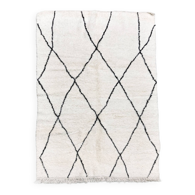 Tapis berbère marocain Beni Ouarain à losanges noirs 2,36x1,65m