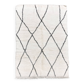 Tapis berbère marocain Beni Ouarain à losanges noirs 2,36x1,65m