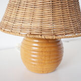 Elm and wicker ball lamp