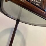 Half moon rattan bedside table