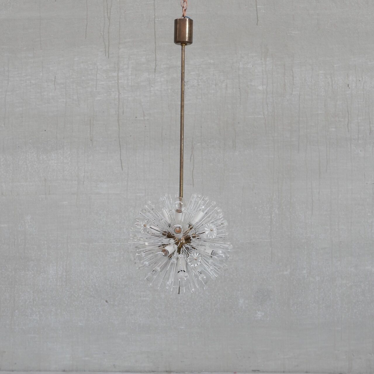 Austrian Mid-Century Glass and Brass Chandelier Pendant by Emil Stejnar