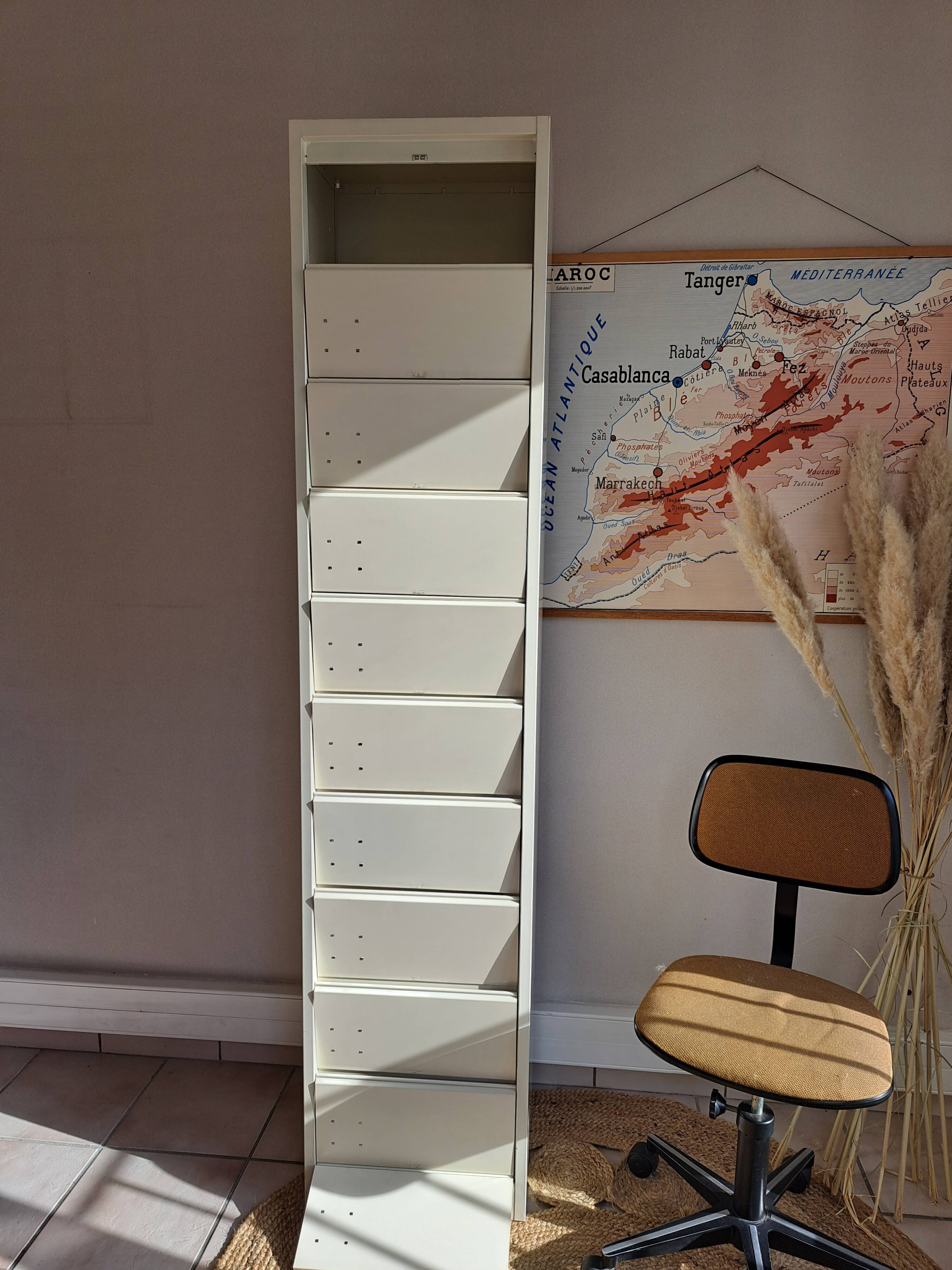 Vintage metal clamshell cabinet