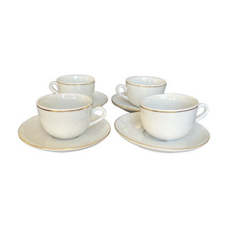 Ensemble de 4 tasses et sous-tasses en porcelaine
