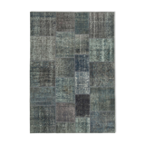 Hand-knotted oriental overdyed 170 cm x 242 cm grey patchwork carpet