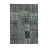 Hand-knotted oriental overdyed 170 cm x 242 cm grey patchwork carpet