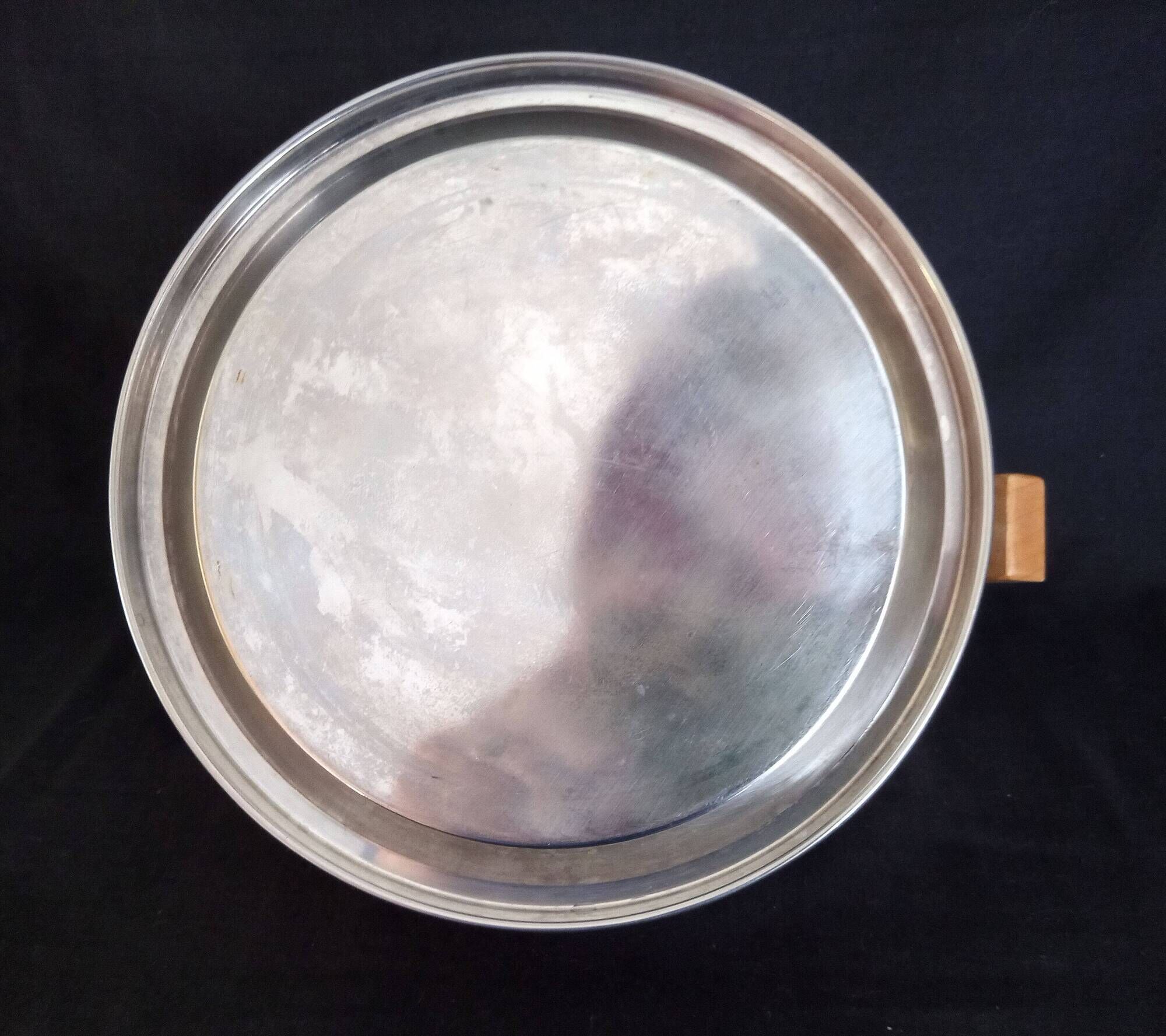 Art Deco manual kettle in stainless steel and wood, cap. 2L, 1930s