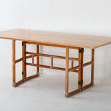 Mcguire rattan flip-top console or dining table light oak