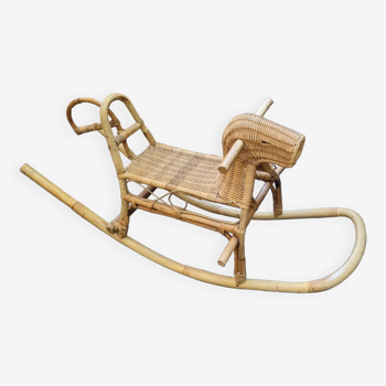 Rattan rocking horse