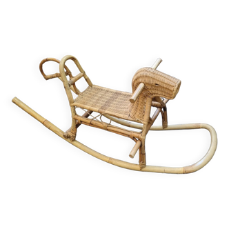 Rattan rocking horse