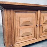 Brutalist Handcrafted Oak 2 Door Cabinet, Belgium, 1950s