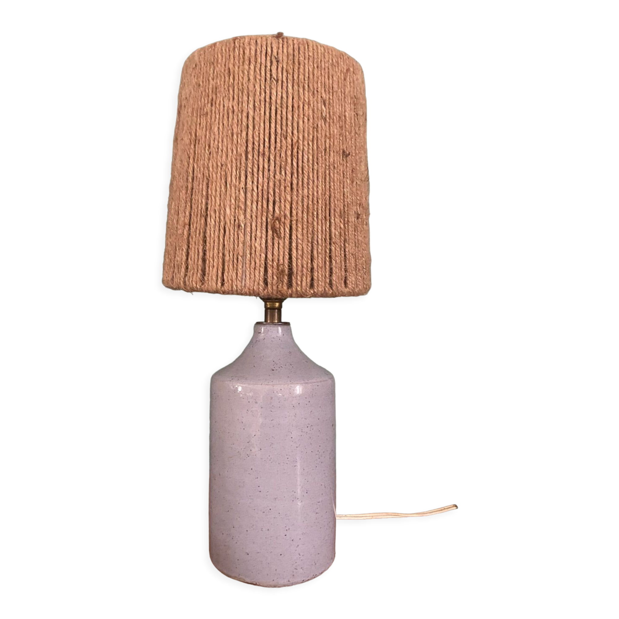 Ceramic lamp and vintage rope lampshade