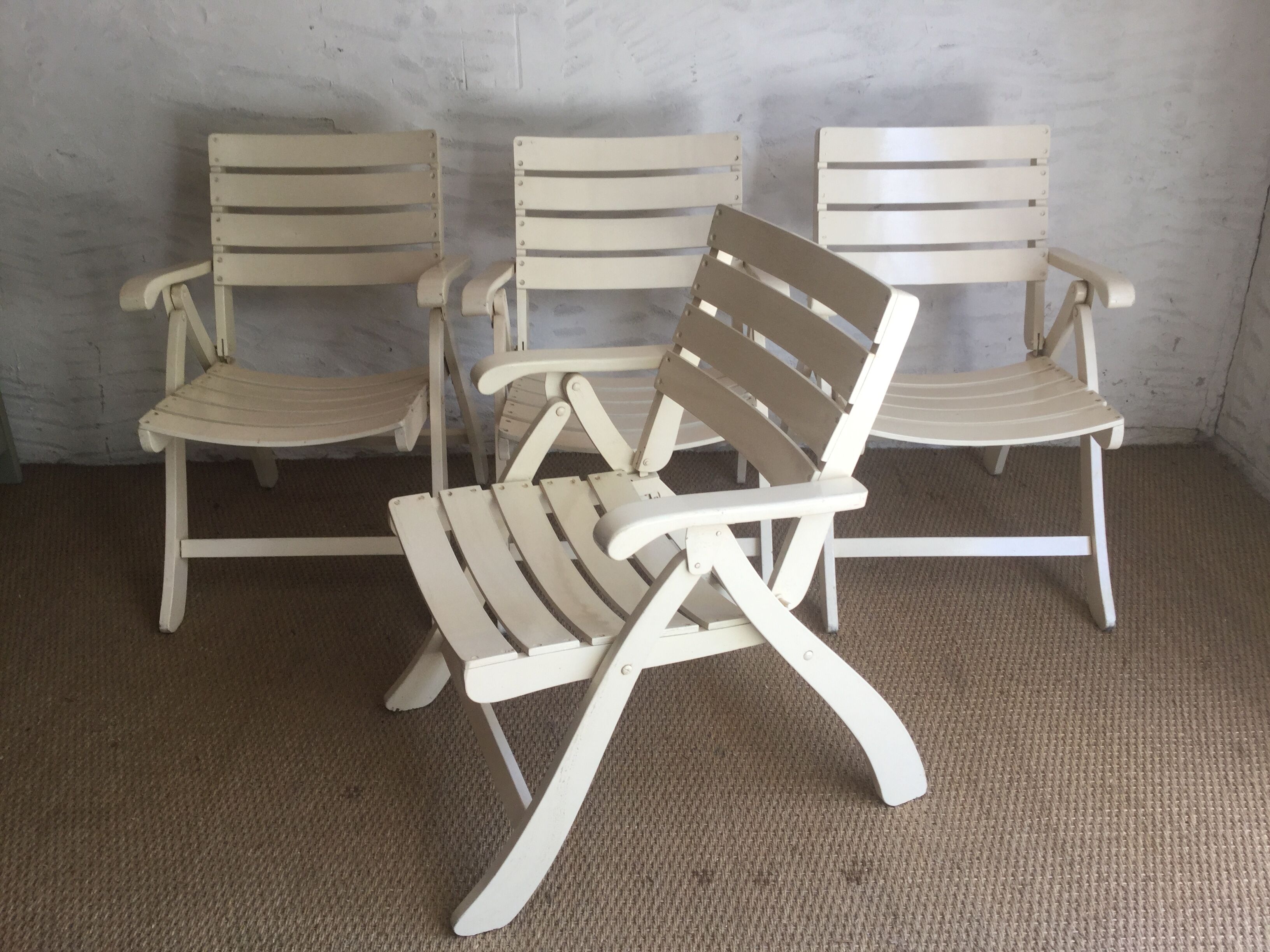 4 vintage folding garden armchairs