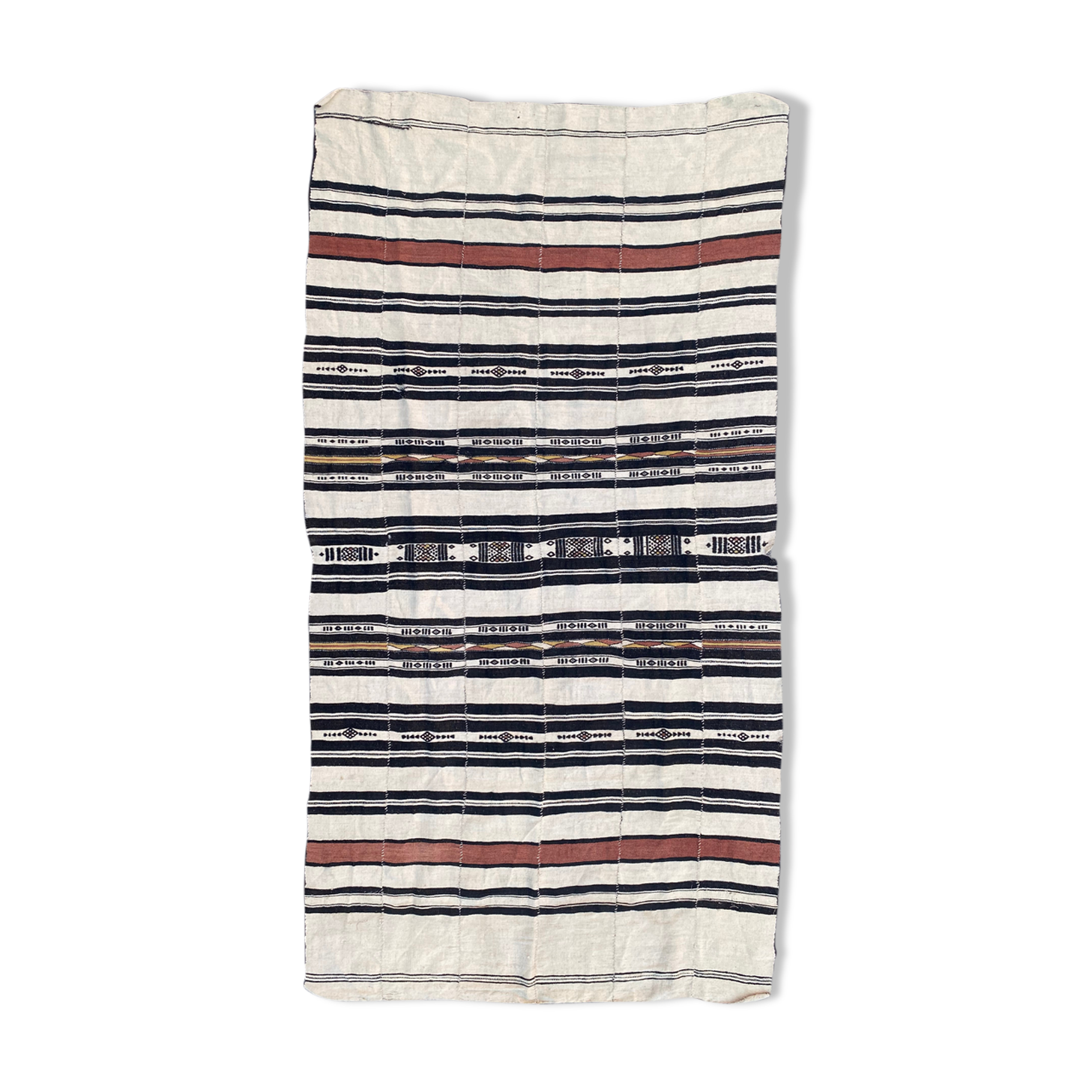 Grand Tapis Kilim Laine Tissé Main 185x126 Cm – Style Ancien, Multicolore, Motif Géométrique