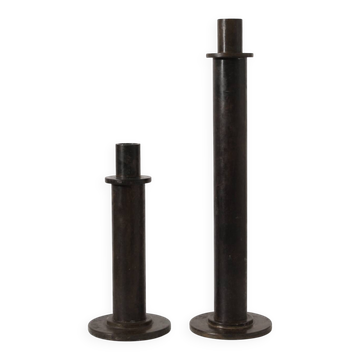 Pair Of Brutalist Massive Iron Candle Holder, 1970s