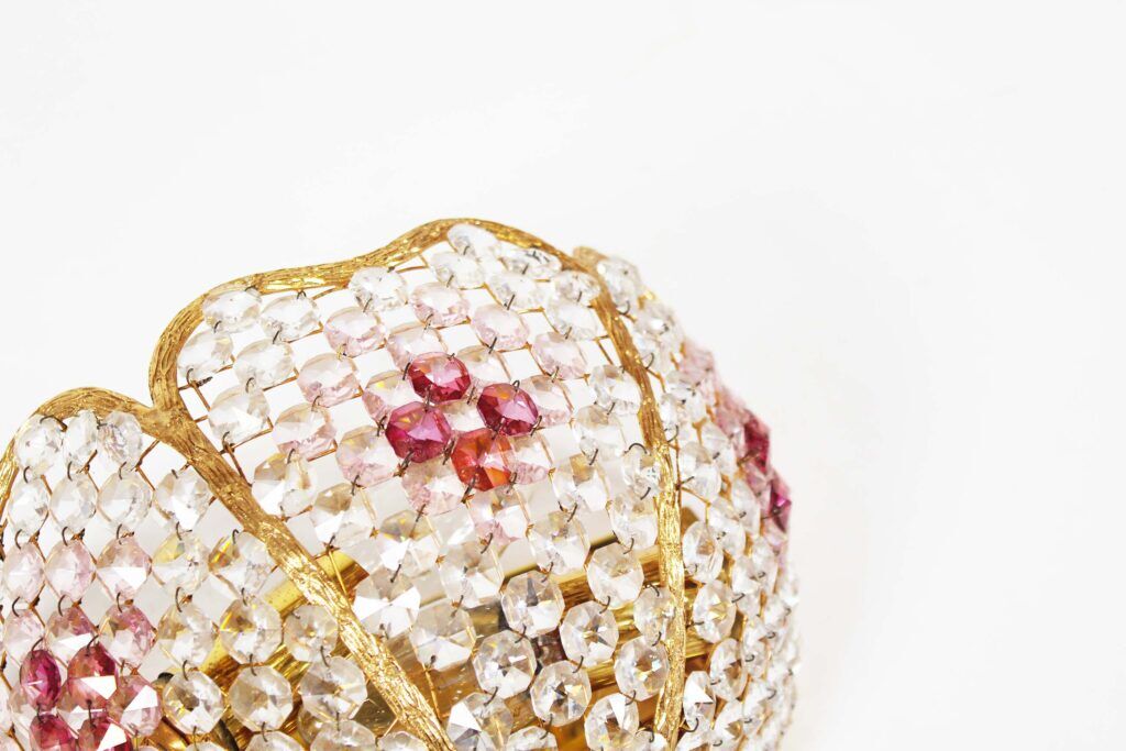 Gilt brass and crystal glass 'basket' wall light by Palwa, Germany 1960s