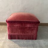 Vintage pouf in red fabric