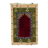 One-of-a-Kind Turkish Tulu Rug, Vintage Handknotted Prayer Rug. 100% Wool