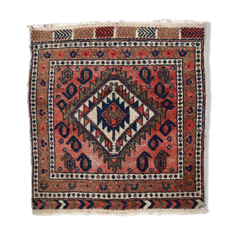 Persian kurdish handmade carpet 55cm x 59cm 1930