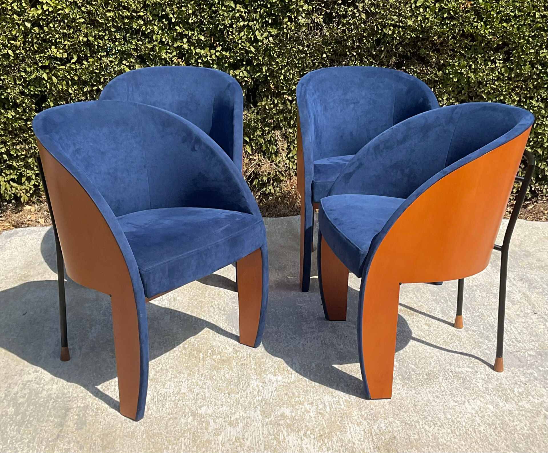 Set of 4 Postmodern Ligne Roset armchairs from the 1980s.