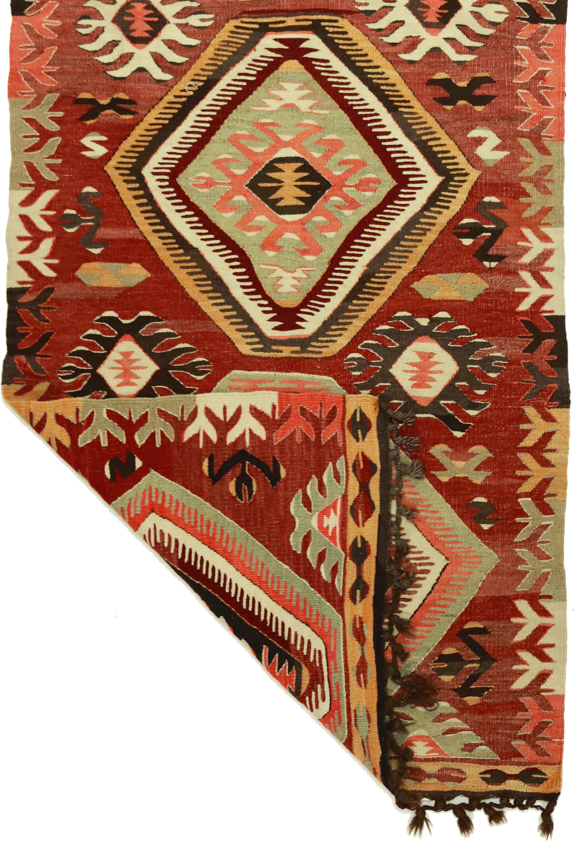 Anatolian handmade kilim rug 260 cm x 97 cm