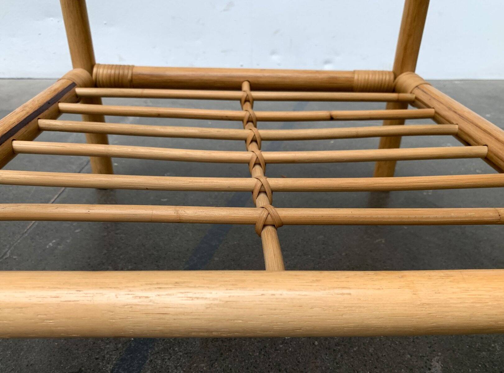Vintage bamboo and glass side tables, 1970s, set of 2