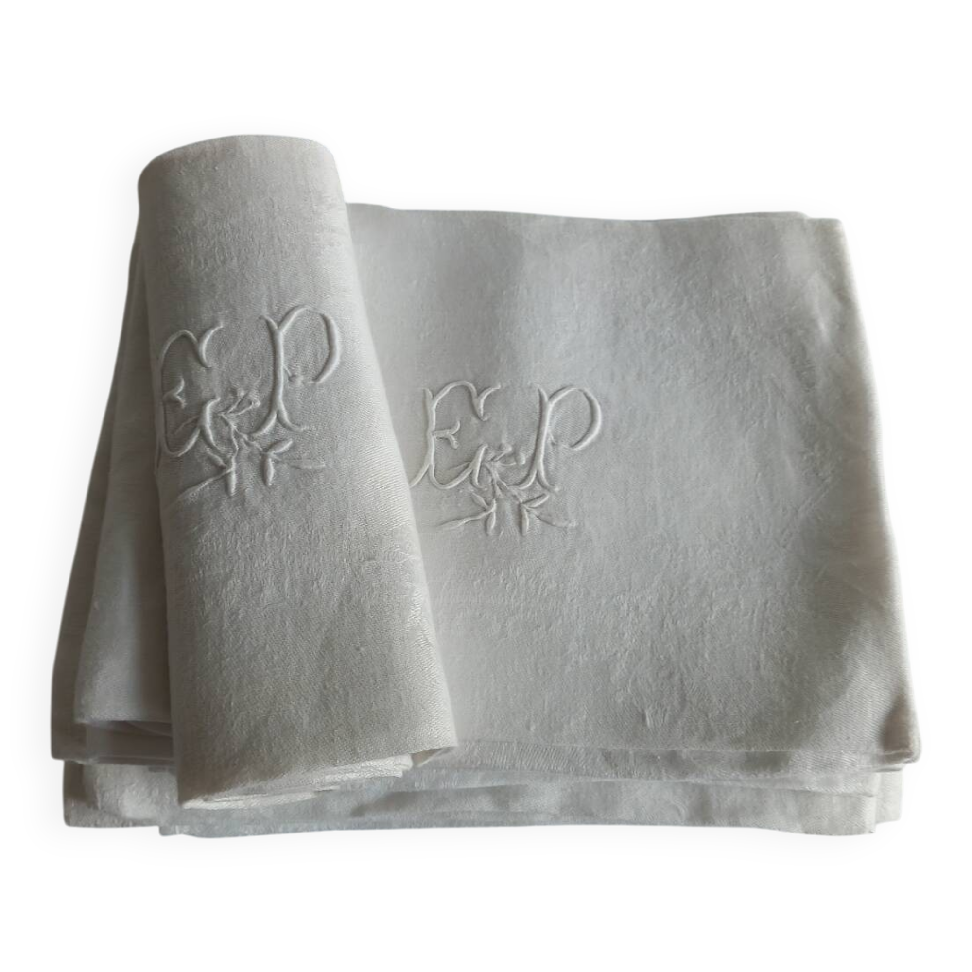 12 antique damask monogrammed napkins, 19th century