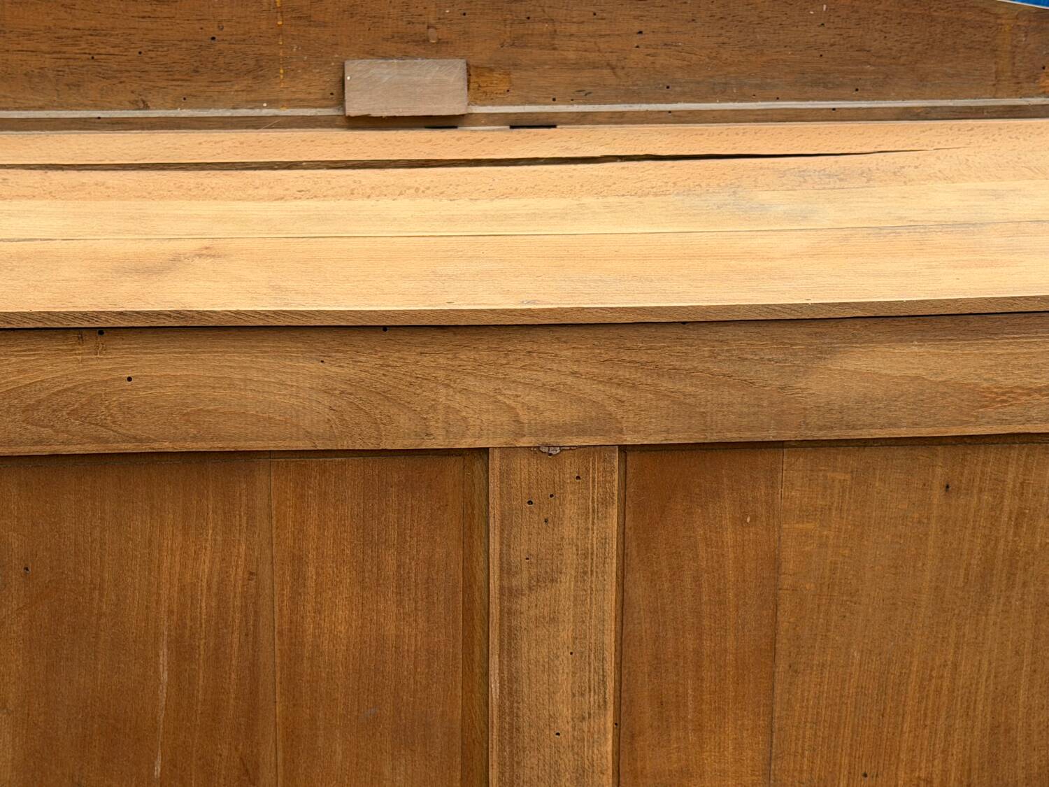 Parisian glass-fronted Art Deco wardrobe in solid raw walnut.