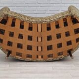 60s, danish vintage 2 seater "banana" sofa, green velour, original condition.