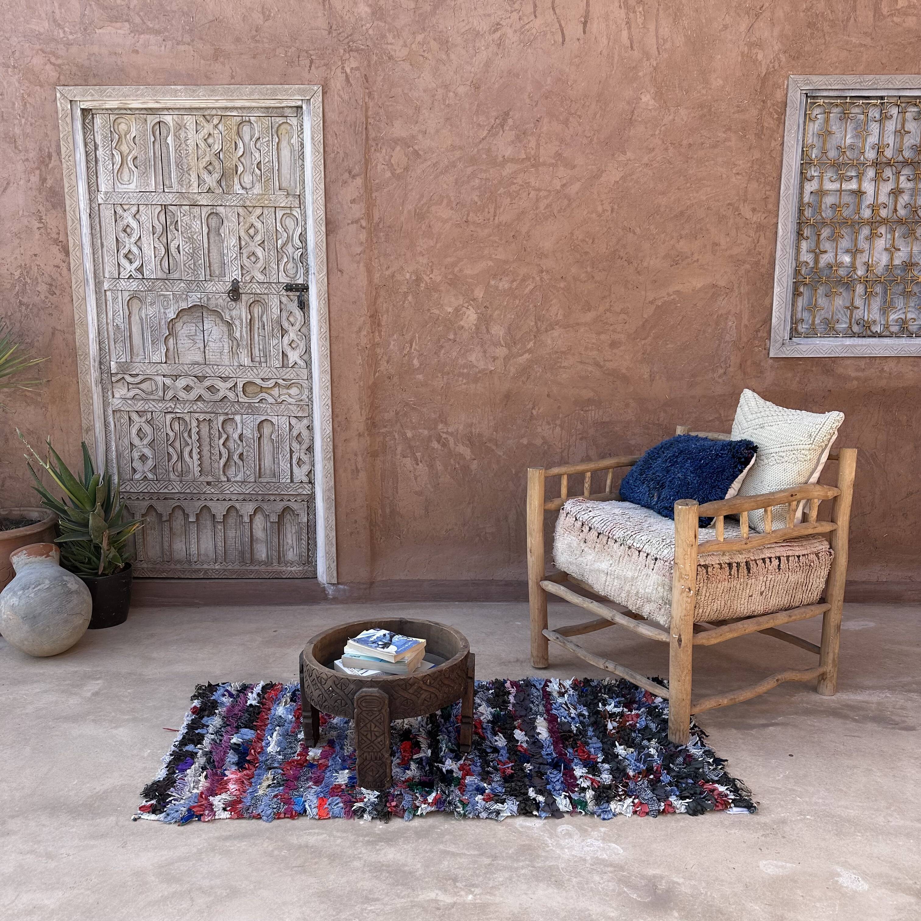 Moroccan carpet boucherouite colored - 75 x 152 cm