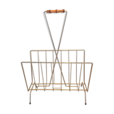 Vintage gold metal magazine door and bamboo handle / vintage 60s-70s