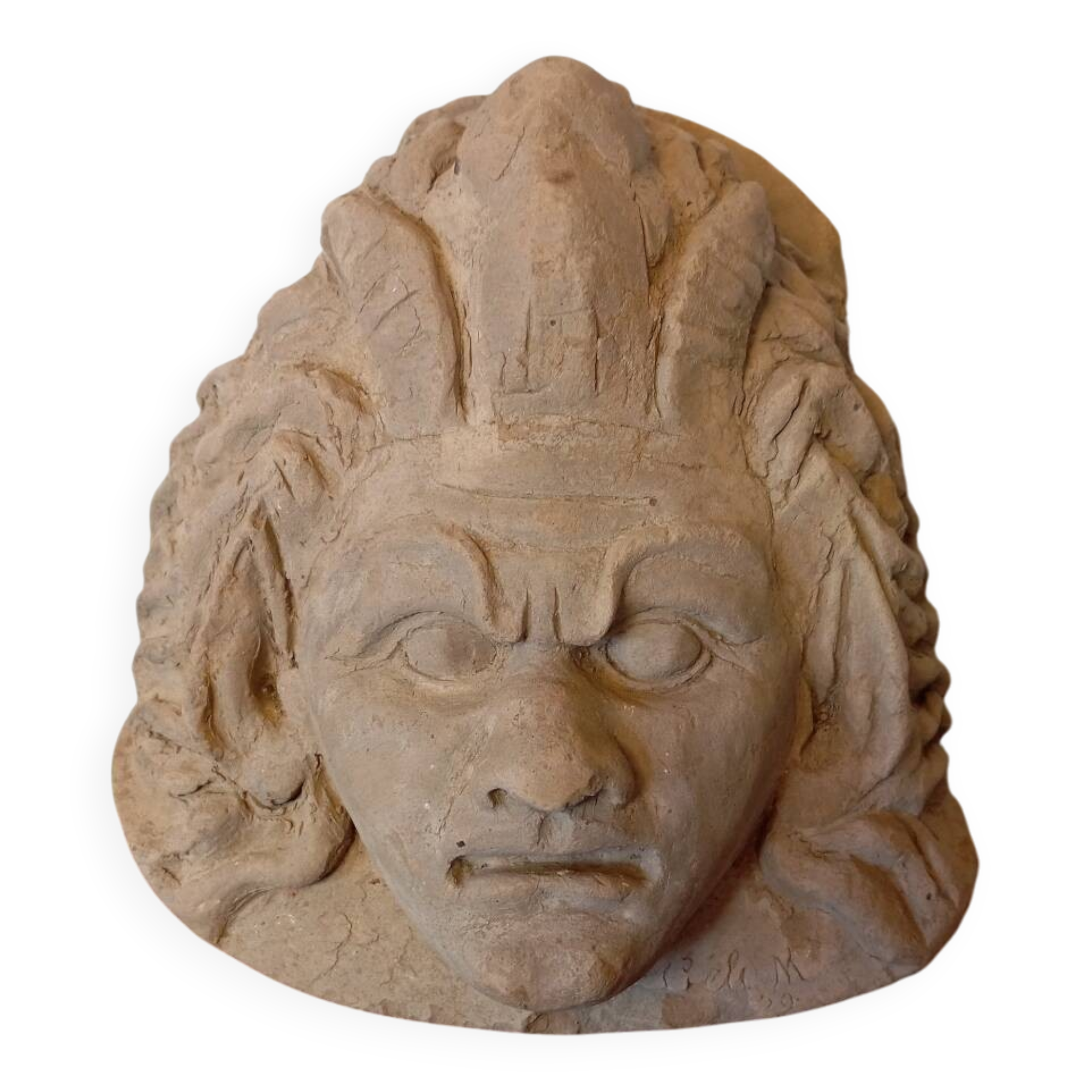 Terracotta clay head sculpture