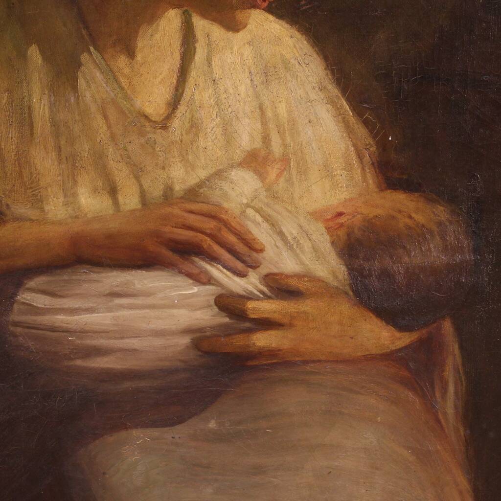 Spanish painting of an interior scene from the 20th century