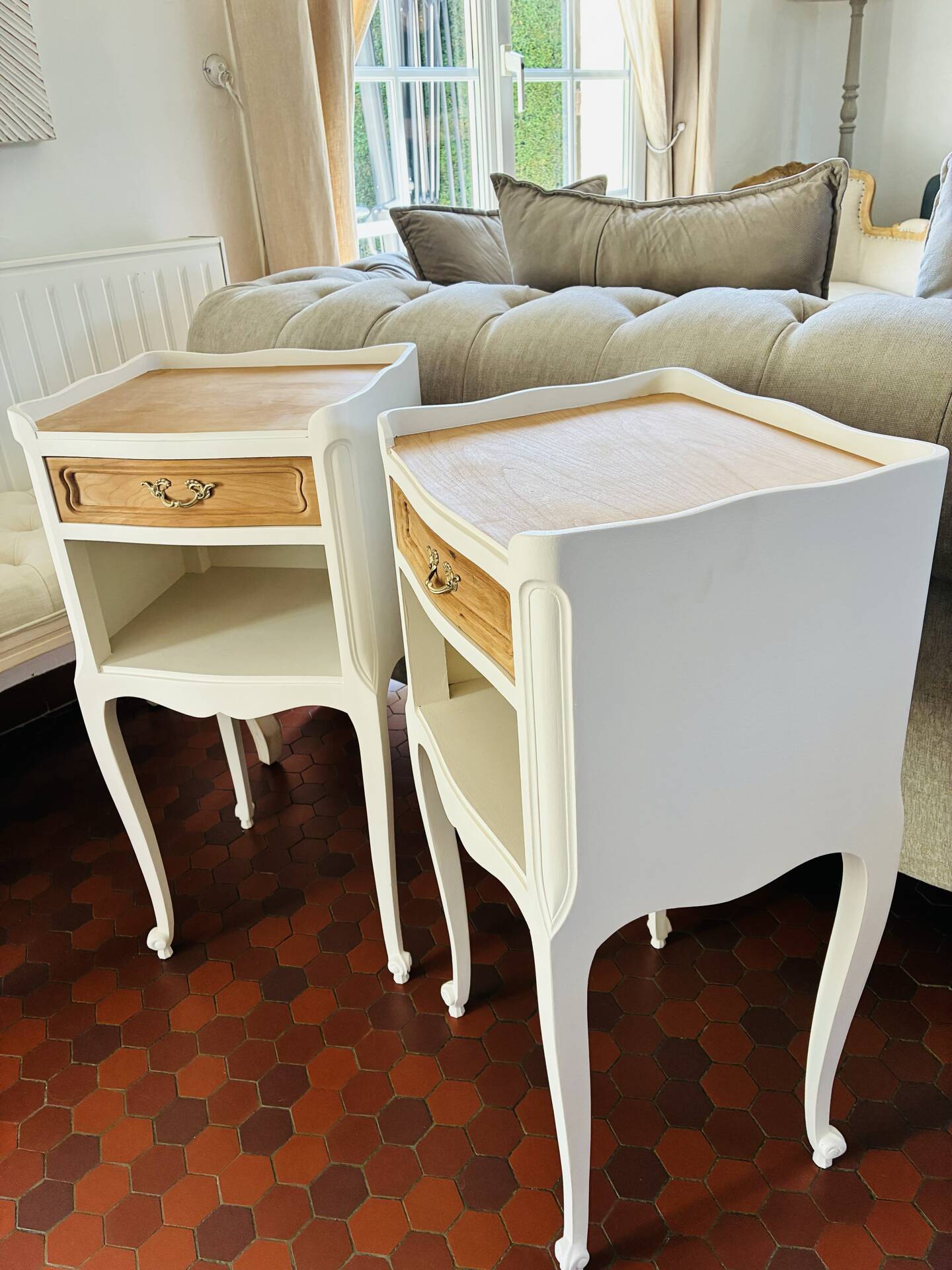 Paire de Tables de Chevet Style Louis XV Shabby Chic