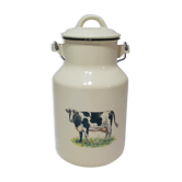 Pot bidon à lait en tôle émaillée vintage