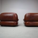 Sapporo leather armchairs by Mobil Girgi, Italy 1970's