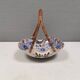 Beautiful small painted ceramic basket with woven handle