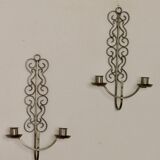 Pair of Mid Century Swedish Pewter Sconces