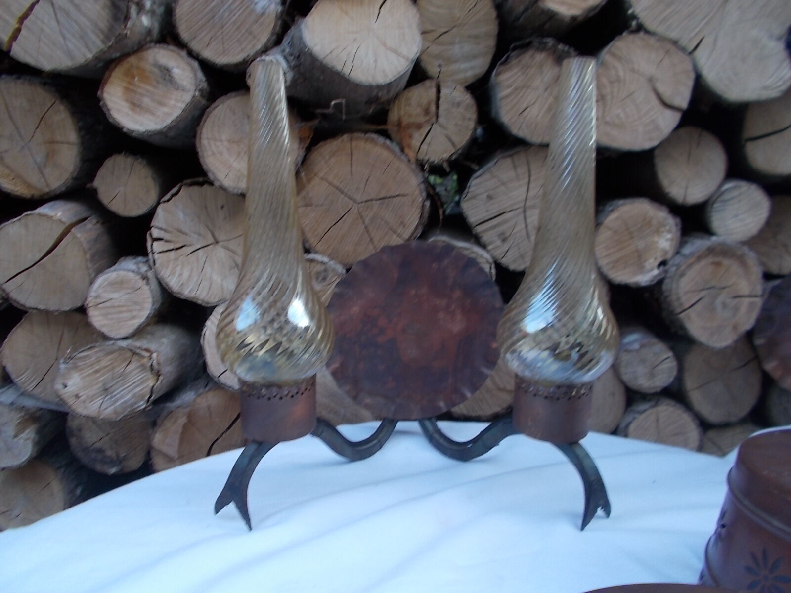 Paires d'appliques fer forgé et laiton