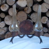Pairs of wrought iron and brass sconces