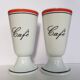 Service de 2 tasses à café sur pied en porcelaine de Limoges mazagrans, atelier du tabalou