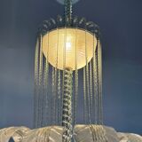 Lustre fontaine vénitien en verre de Murano incolore vert 1940